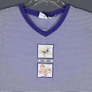 Vintage Bobbie Brooks Women Shirt Large‎  Stripe Butterfly 90's 80's Retro